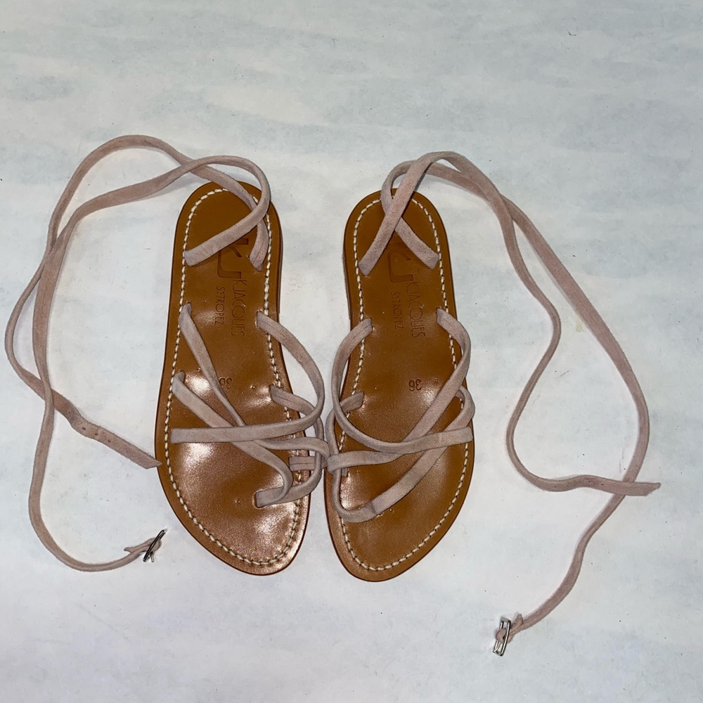 Pink/Nude Suede Lace up Sandal